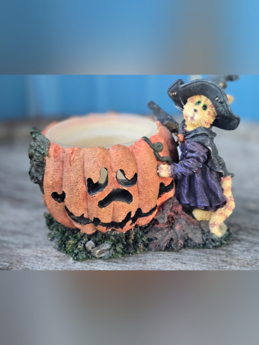 Boyds Bears Halloween Cat Pumpkin Candle Holder Spooky Sabrina Punkinpuss #81011